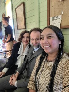 On set selfie with scene partners, Amie Mackenzie and Potsch Boyd